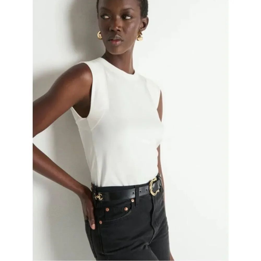 Nation LTD Ronda Top White Open Back Sleeveless Minimalist Luxe Tee M